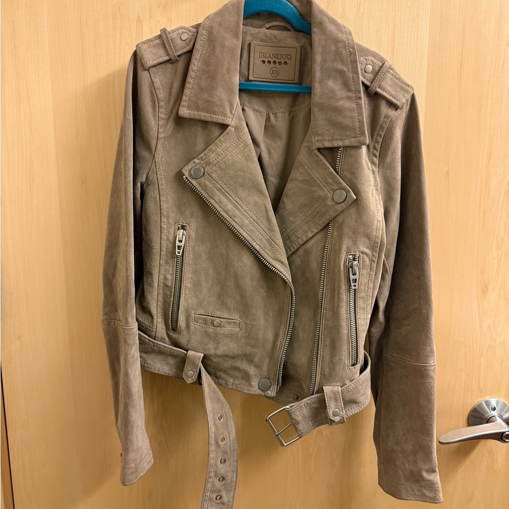 Blank NYC Taupe Suede Moto Jacket
